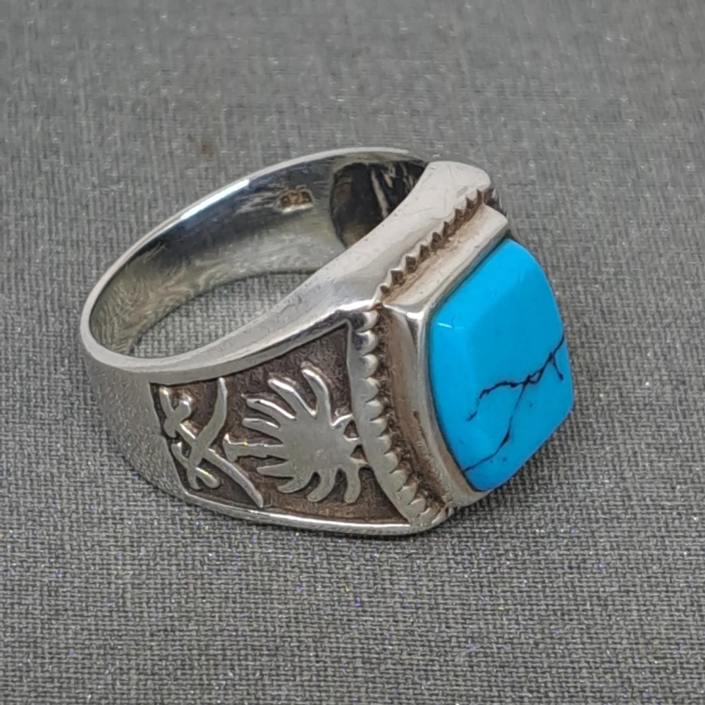 Blue Turquoise Ring  925 Sterling Silver  Rings